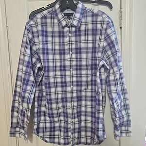 Banana Republic Shirt Mens Medium Purple Plaid Multicolor 15-15 1/2